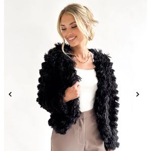 she + sky faux fur jacket